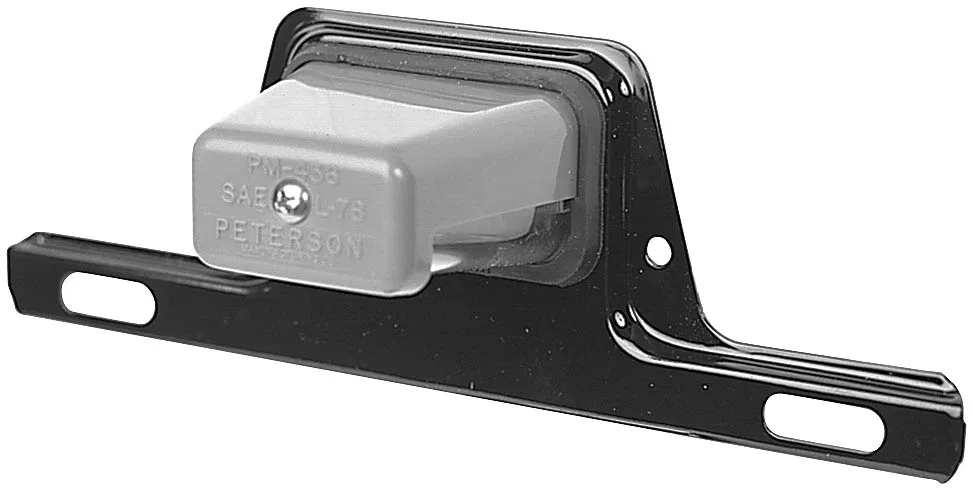 M436B – PETERSON MFG License Plate Bracket, Black Power Coated Steel With Light